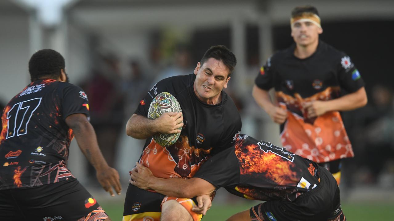 The players rip in during the Deadly Cup 2022 at TRL Stadium. Picture: (A)manda Parkinson