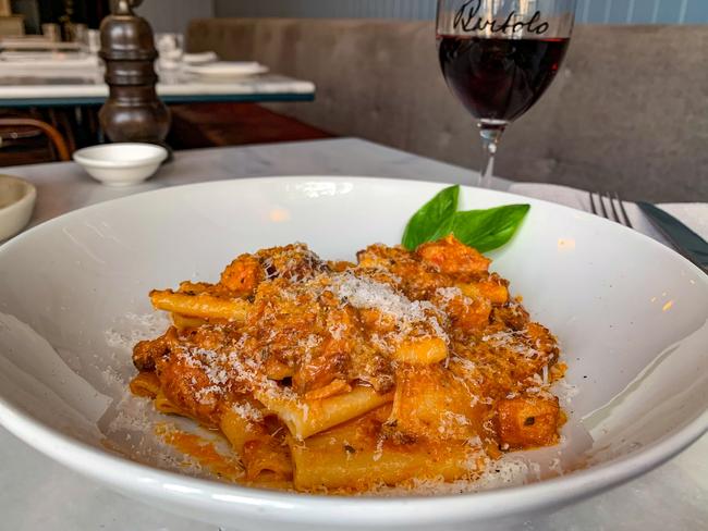 Bartolo’s pork belly ragu Amatriciana over housemade rigatoni. Picture: Jenifer Jagielski