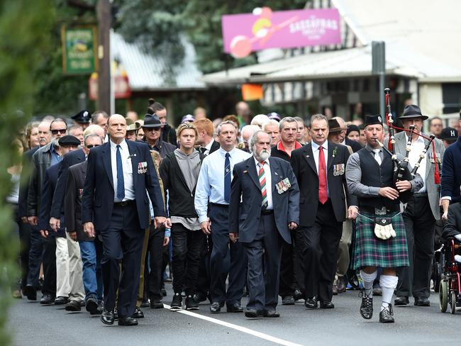 Veterans and supporters march. Picture: Steve Tanner