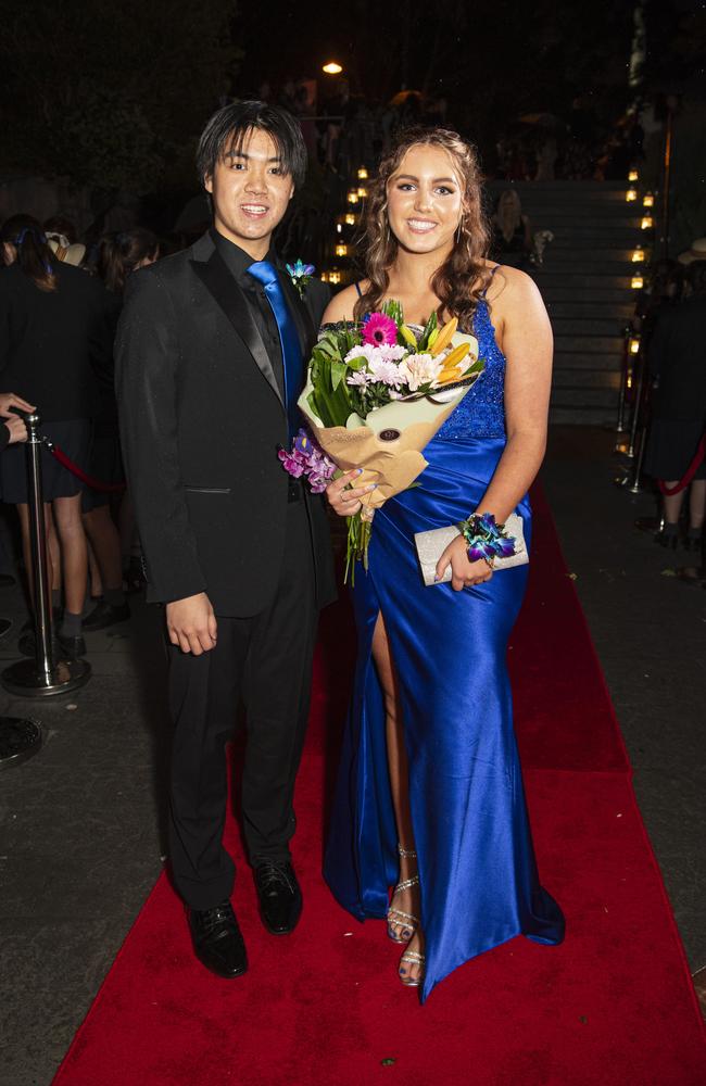 Mya Gilbert and partner Jeiron Yong arrive at The Glennie School formal at Picnic Point, Thursday, September 12, 2024. Picture: Kevin Farmer