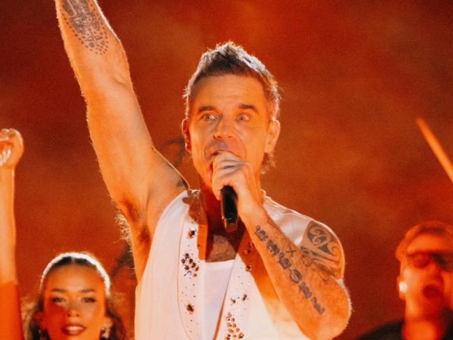 Robbie Williams performs on New Years Eve at the Sydney Opera house. Picture: Instagram