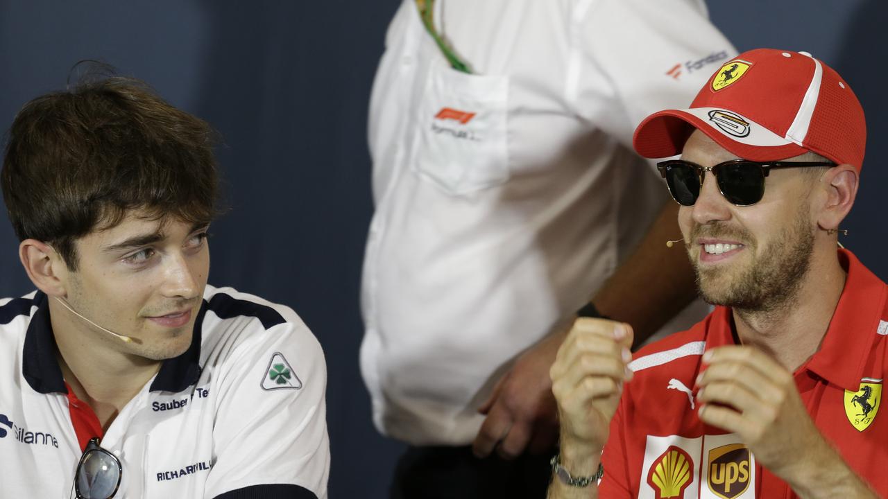 Charles Leclerc (L) will join Sebastian Vettel at Ferrari next year.