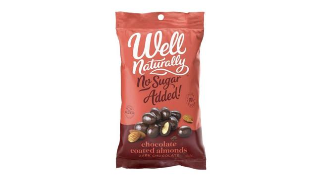 Well Naturally No Sugar Added Dark Chocolate Almonds.