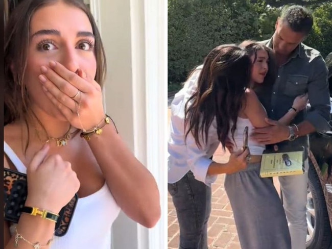 The moment she found out she was getting a car. Picture: TikTok/sophiakylieee