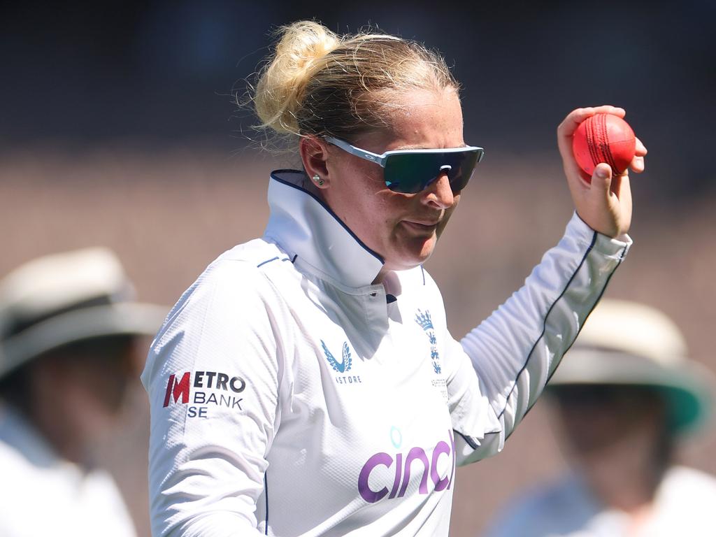 Sophie Ecclestone was rewarded with five wickets after bowling 44 overs. Picture: Daniel Pockett/Getty Images