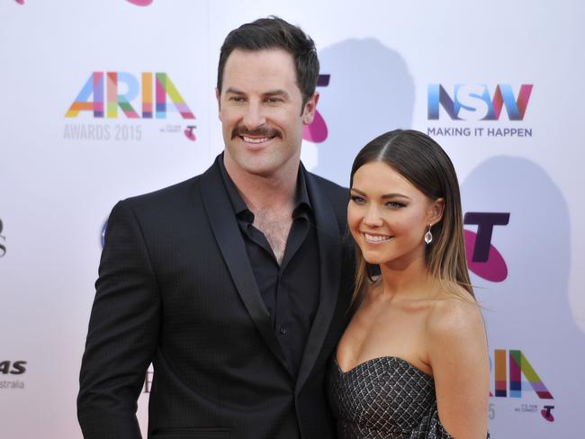 Dream team ... Sasha Mielczarek and Sam Frost arrive at ARIA Awards. Picture: AAP/Joel Carrett