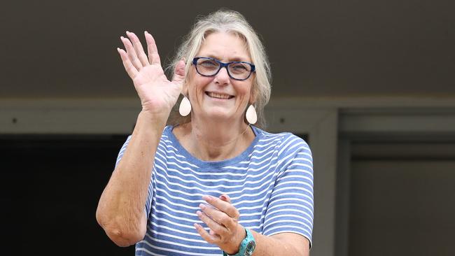 Retired Queensland Police Officer, Kym Watkins is Queensland's first critically ill COVID-19 pictured at her apartment at Carrara on the Gold Coast. Picture: Jason O'Brien