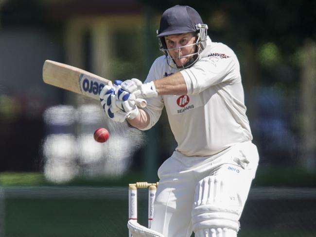 Cricket Southern Bayside: Bentleigh Beaumaris. Bentleigh keeper Tim Mullane  and Sam Coates batting for Beaumaris. Picture: Valeriu Campan