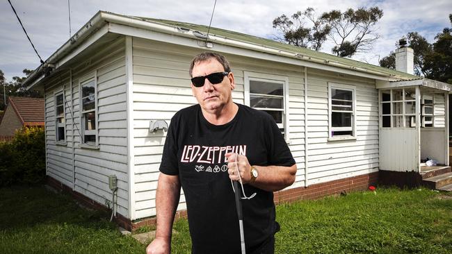 Blind disability pensioner Paul Williams is worried how he'll be able to continue living with his family and pets after he was given 45 days to vacate his rental property at Warrane. Picture Chris Kidd