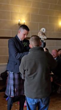 Wedding guests blown-away by owl ring bearer