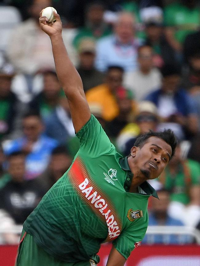 Tough day at the office ... Rubel Hossain. Picture: AFP