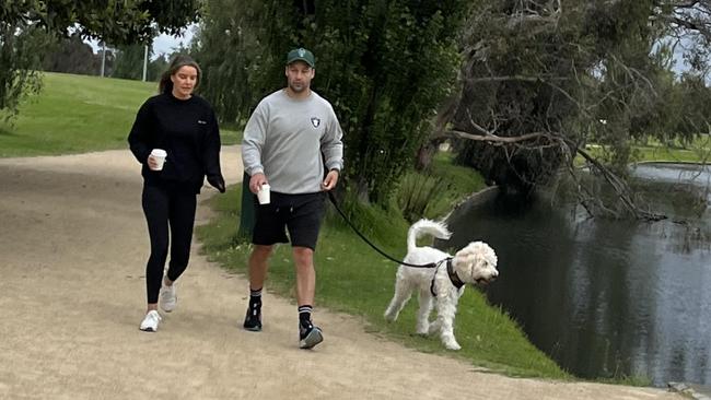 Jimmy Bartel and Milly Shepperd at Albert Park Lake.