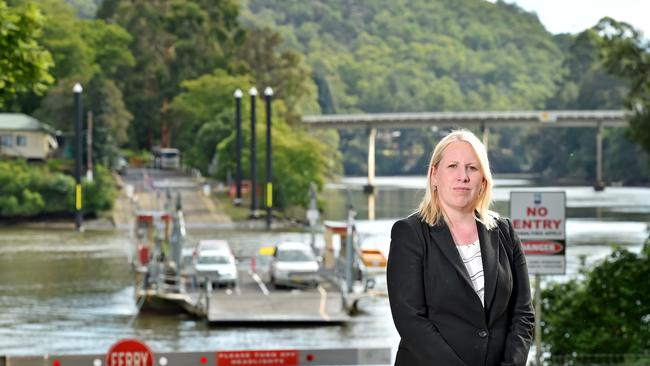 Hills Shire Mayor Michelle Byrne near the river ferry at Lower Portland on Tuesday, April 16. Local residents would be impacted by the closure of the Lower Portland Ferry. PIcture: AAP IMAGE / Troy Snook