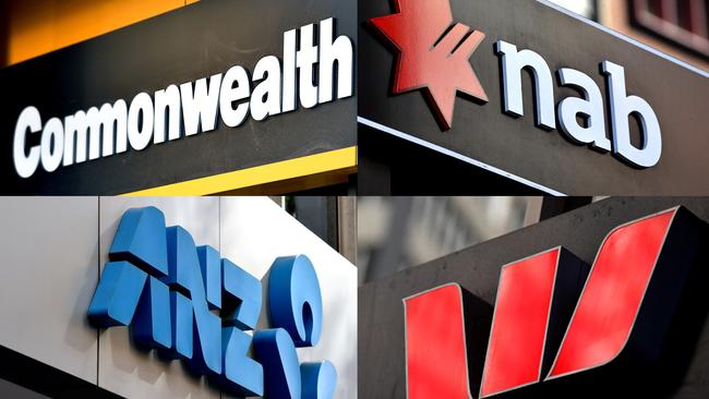 The combined value of the big four lenders surged $27bn yesterday in the wake of Labor’s loss. Picture: AAP