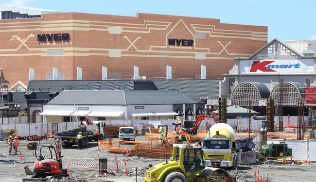 Construction continues on the re-development of the Pacific Fair Shopping Centre in Broadbeach. Picture by Scott Fletcher