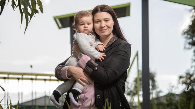 Rebecca Goldsworthy, pictured with son Joey, is among the mothers who struggled to find minimal childcare options for their children. Picture: Brad Fleet