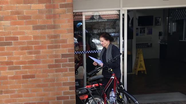 Geraldine Zara Wrigley leaving Waverley Police Station after being granted bail.