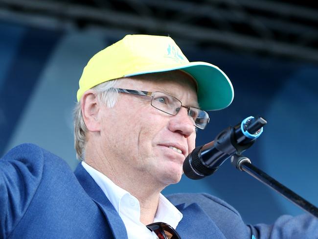 Peter Beattie, GOLDOC Chairman, at the Commonwealth Games GC2018 Game Shapers  thank you celebration and concert at Broadwater Parklands, Southport, on Saturday April 21, 2018. (AAP Image/Steve Pohlner)