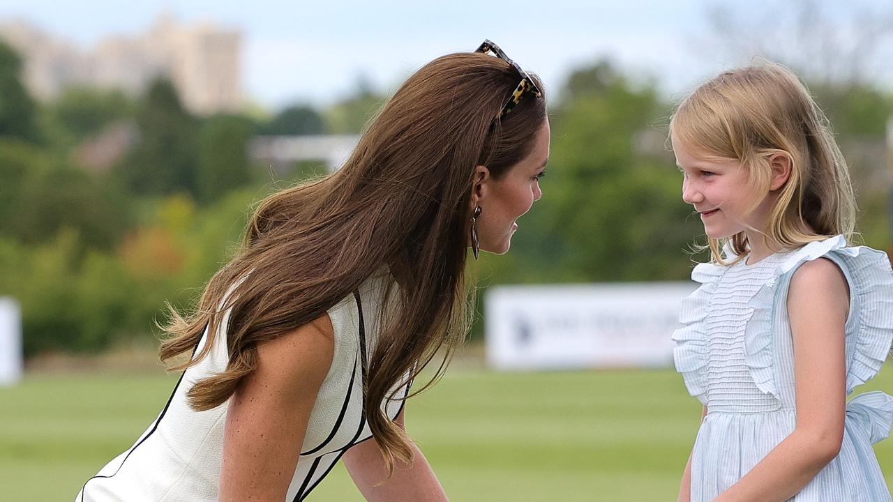 Kate is seen speaking to a little girl at the event. Picture: Getty Images