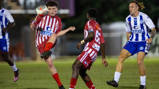 Action shots from the fifth annual GleNTi Cup between Hellenic AC and Darwin Olympic SC, June 3, 2025. Picture: Pema Tamang Pakhrin