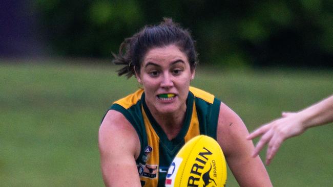 Amy Chittick playing for PINT in the 2024-25 NTFL season. Picture: Patch Clapp / AFLNT Media