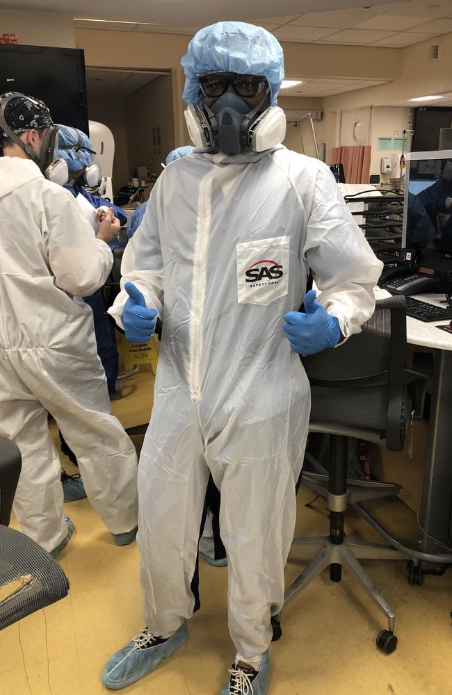 University of Queensland educated doctor Yemi Omotoso works at Lincoln Hospital in The Bronx, New York, which is the busiest emergency department in the city. Pictured here at the peak of the COVID-19 outbreak in New York.