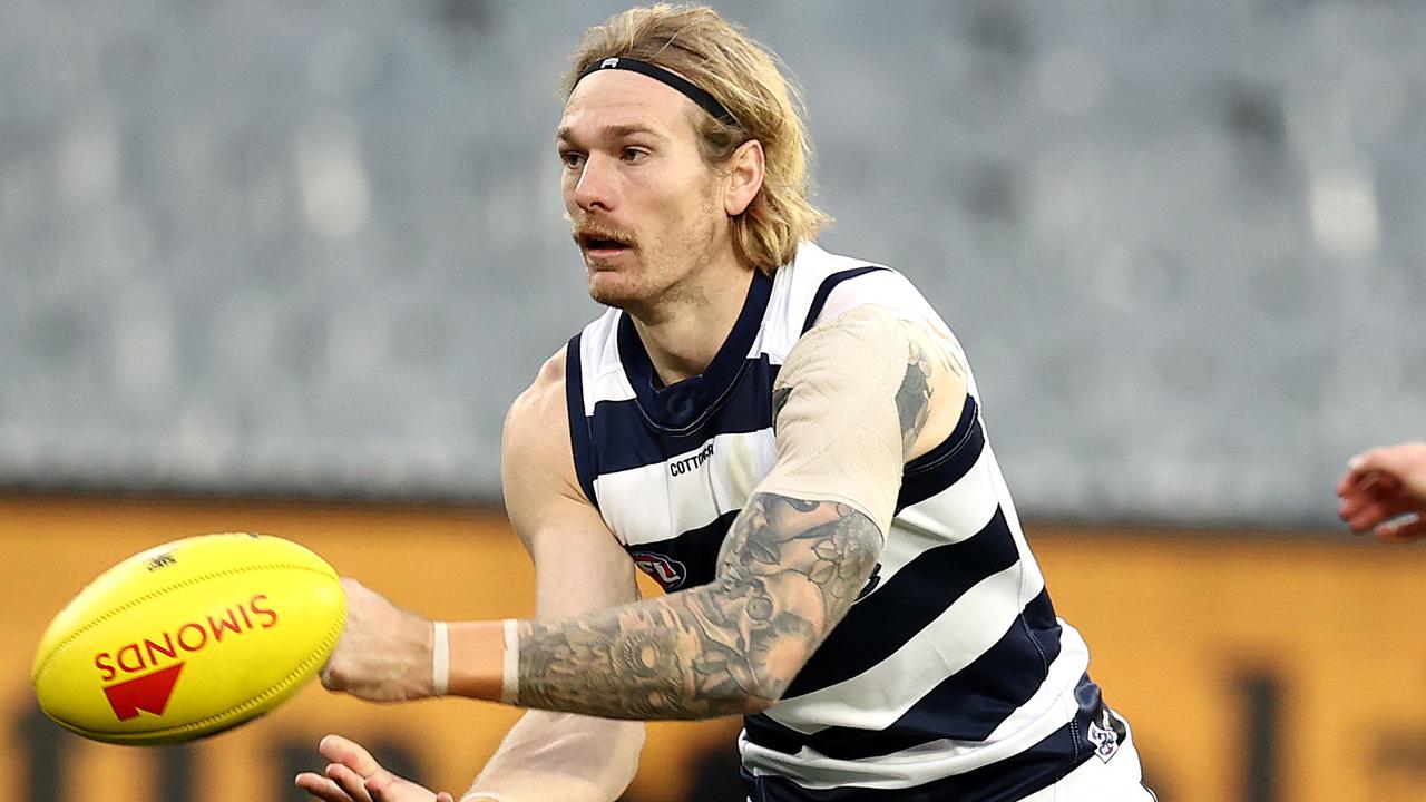 Geelong defender Tom Stewart is out of Saturday’s game (Pic: Michael Klein).