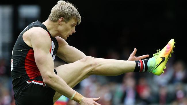 Nick Riewoldt was unstoppable against the Lions. Picture: George Salpigtidis