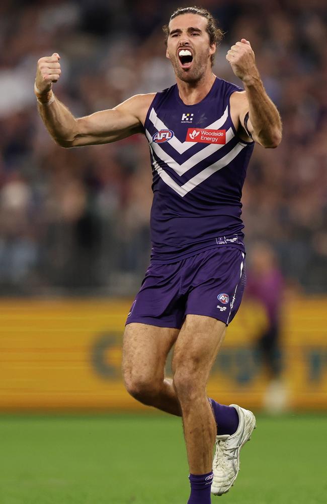 Alex Pearce provided a rare highlight for the home side. Picture: Janelle St Pierre/AFL Photos via Getty Images
