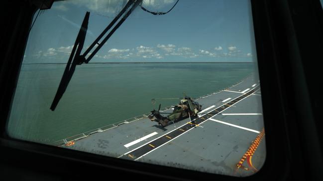 Inside the HMAS Adelaide ahead of Exercise Keris Woomera, the first bilateral amphibious activity exercise between the Australian Defence Force and Indonesian National Armed Forces. Picture: Zizi Averill