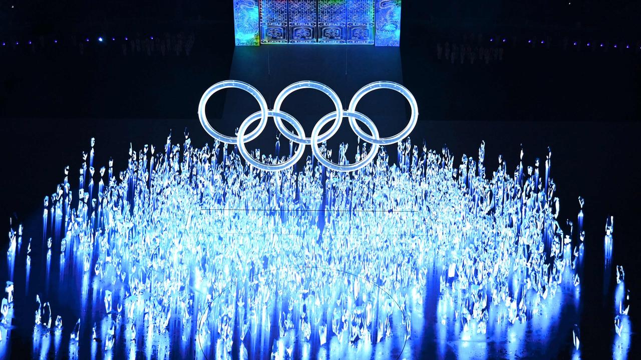 An overview of the Olympic Rings during the opening ceremony. Picture: AFP