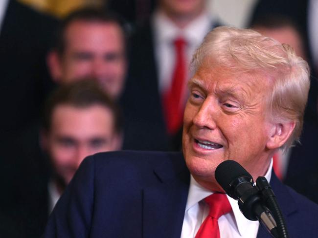 US President Donald Trump welcomes the NHL 2024 Stanley Cup Champions Florida Panthers to the White House on February 3, 2025 in Washington, DC. (Photo by Jim WATSON / AFP)