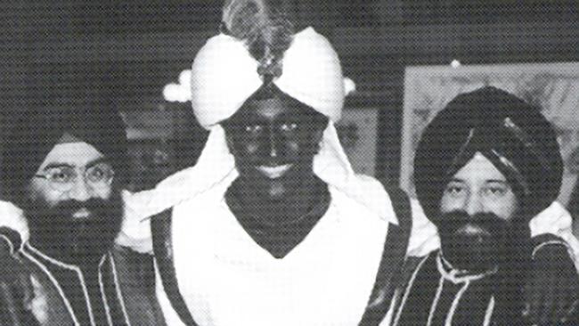 Justin Trudeau dressed in brownface as Aladdin for an "Arabian Nights" themed gala in 2001. Picture: AP.