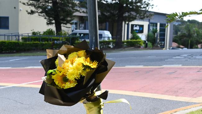 Flower left at the scene of where Levi Johnson died. Picture: NCA NewsWire / Dan Peled