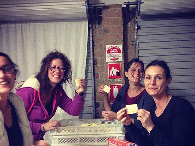 Sara Connor at front right, and her pasta making business. Behind her is her close friend Ambra Bertoldi, who has been in Bali supporting her. Picture: Supplied