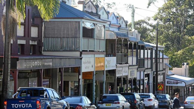 Bangalow's main strip which is around the corner from Station St.