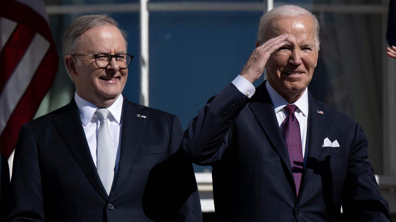 Anthony Albanese and Joe Biden at the White House. Picture: Brendan Smialowski/AFP