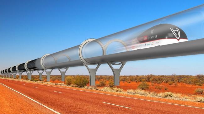 Artist's impression of the VicHyper capsule crossing Australia. Pic supplied.