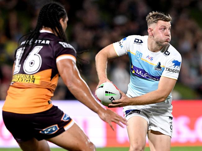 Jaron Purcell tasted NRL pre-season action with the Titans. Picture: Bradley Kanaris/Getty Images