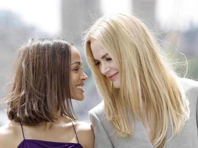 LONDON, ENGLAND - JULY 11: Zoe Saldana and Nicole Kidman attend the photocall to launch the new Paramount+ series 