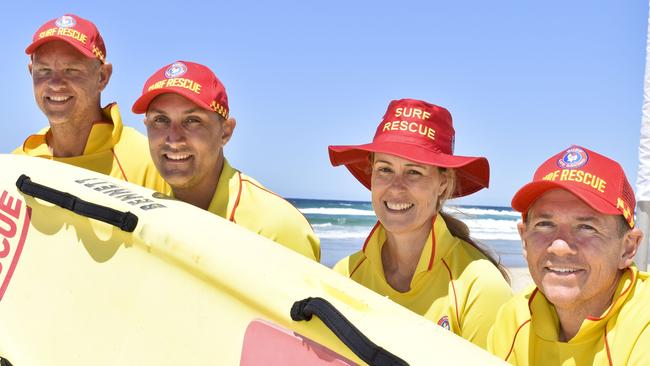 Salt Surf Life Saving Club's Sam Coleman, Jayd Maynard,  Kerry Gunther  and Nathan Fitzsimons at the beginning of the 20/21 season. Photo: Jessica Lamb