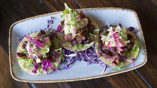 Bonita Bonita at Mermaid Beach - Scallops with corn mole and the three bean tostada. Picture: NIGEL HALLETT