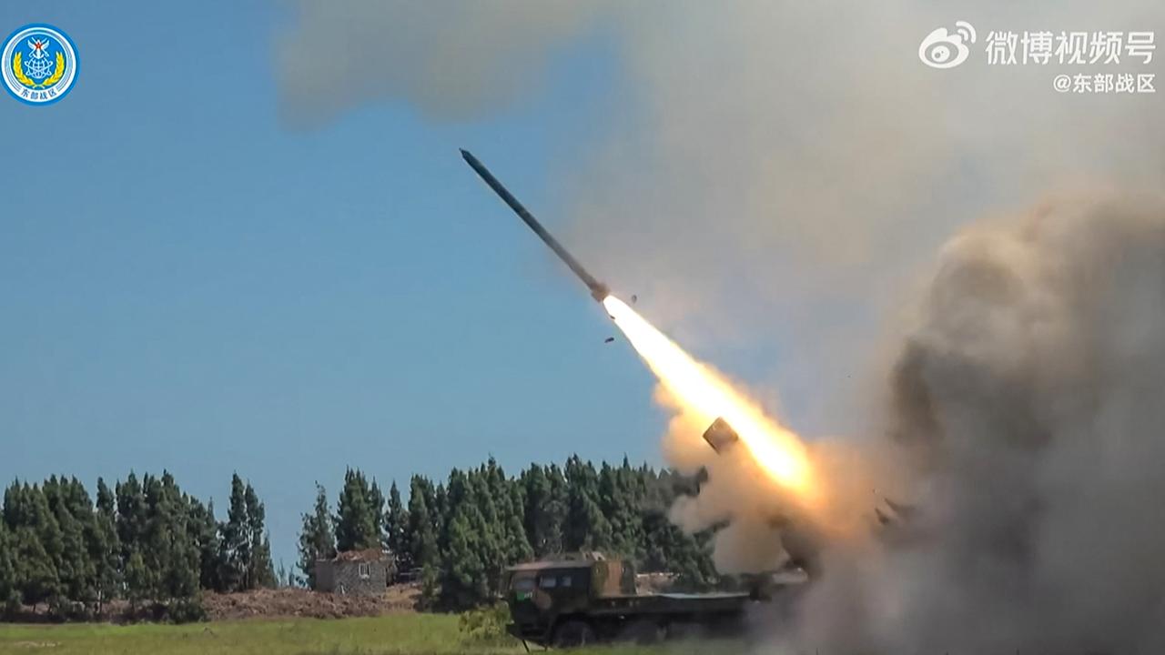 This screengrab from a video by the PLA shows a missile being fired during a Chinese military exercise in China on August 4. Picture: PLA Eastern Theatre Command/ESN/AFP