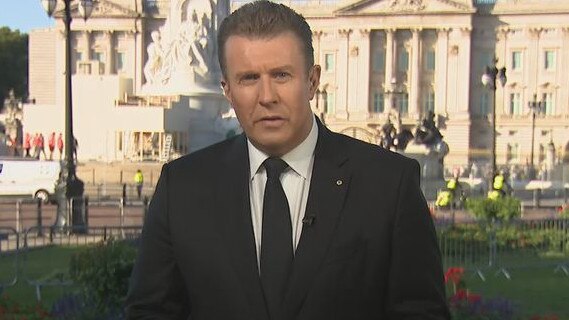 Peter Overton outside Buckingham Palace.