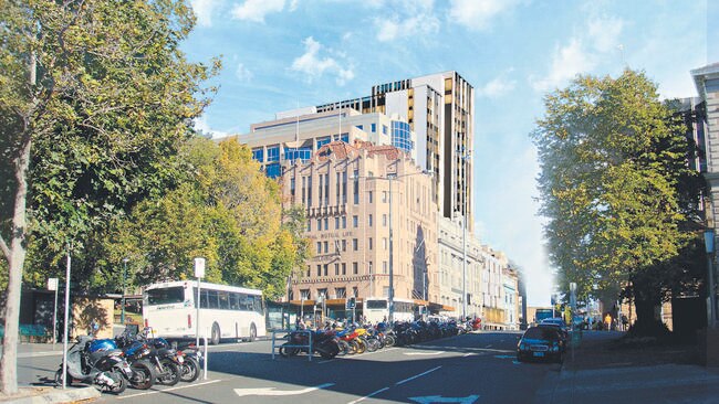 An artist's impression of the proposed 221-room Hyatt Centric Hotel in the Elizabeth St bus mall. Picture: JAWS ARCHITECTS