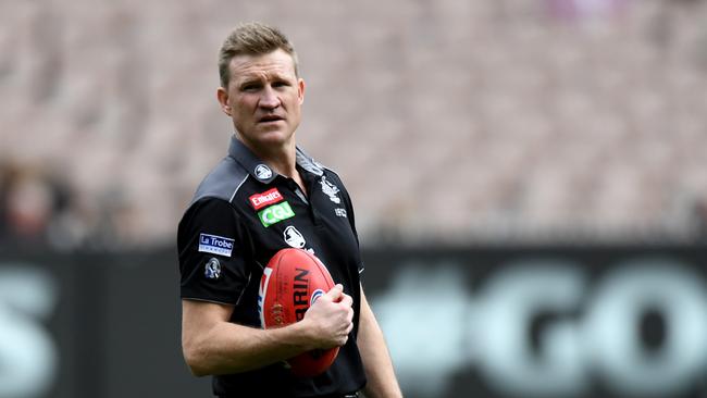 Magpies head coach Nathan Buckley. (AAP Image/Tracey Nearmy)