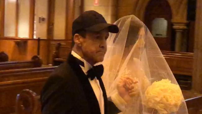 Jeff Fenech surprised guests today when he arrived to walk daughter Jessica Down the aisle at St Mary’s Cathedral.