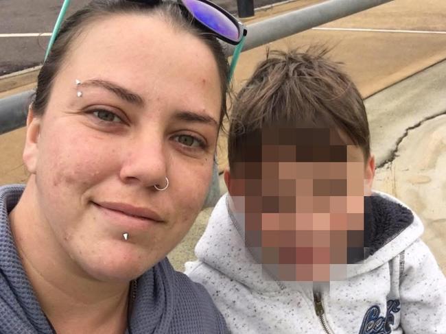 Pixelated version. Jessie Van Der Draay, 32, who was killed while riding an e-scooter in Lithgow on Friday. The boy on the right is unidentified.