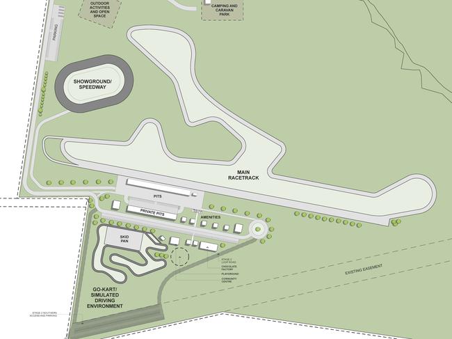 A concept plan for the CASAR Park motorsport facility.