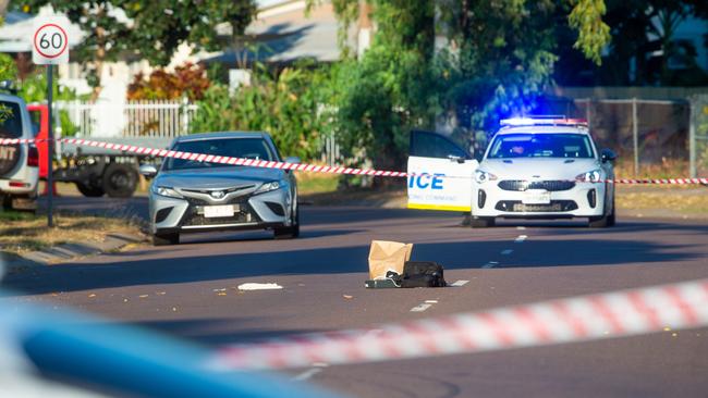 NT Police respond to an incident in Karama in which a young man died after allegedly being stabbed. Picture: Che Chorley